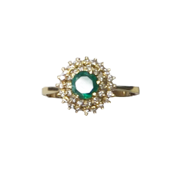 Emerald gold diamond ring